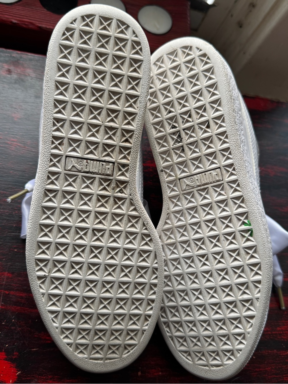 PUMA Basket White Patent Sneakers Satin Ribbon Laces Women’s 7.5 Rare - Picture 5 of 6